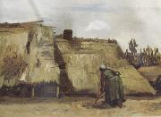 Vincent Van Gogh Cottage with Woman Digging (nn04) oil painting